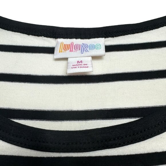 LuLaRoe Retired Julia Dress M Black and White Striped SS Form Fitting NWT - Picture 3 of 8